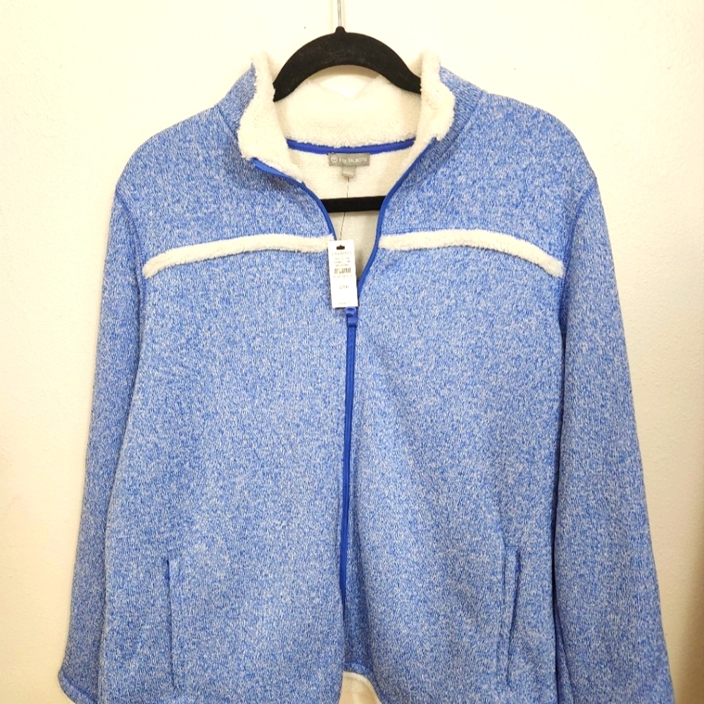 TALBOT Lightweight Speckled Blue Jacket with Faux Fur trim